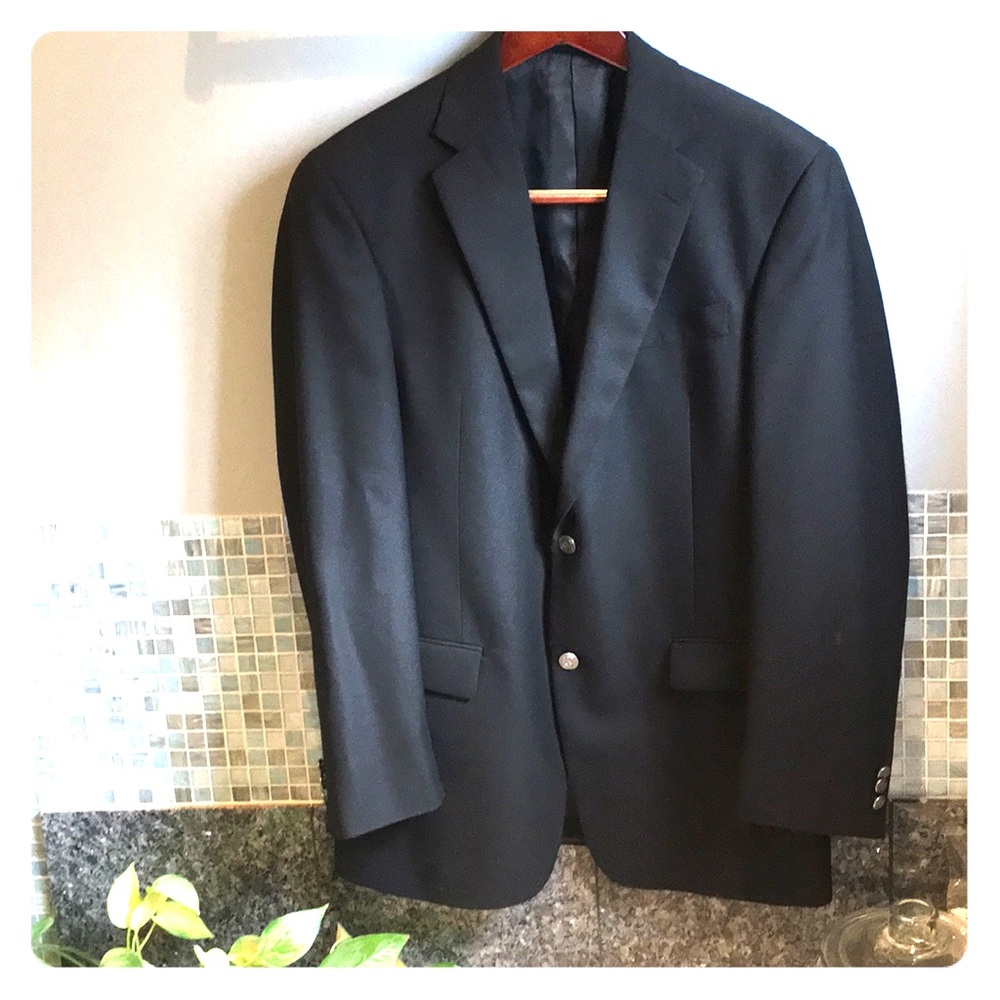 Men’s black suit jacket, size 41R